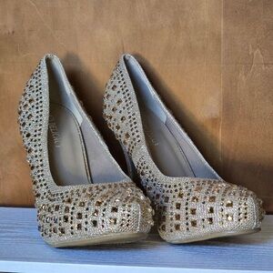 Elegant Gold Wedge Heels